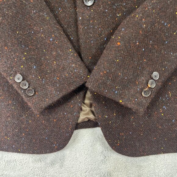 StudioSuits Harris Tweed Blazer Jacket Mens 40S Brown Speckled Wool Hand Crafted - Picture 5 of 15